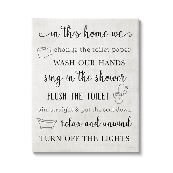 Stupell Industries In This Home Bathroom Rules Canvas Wall Art By